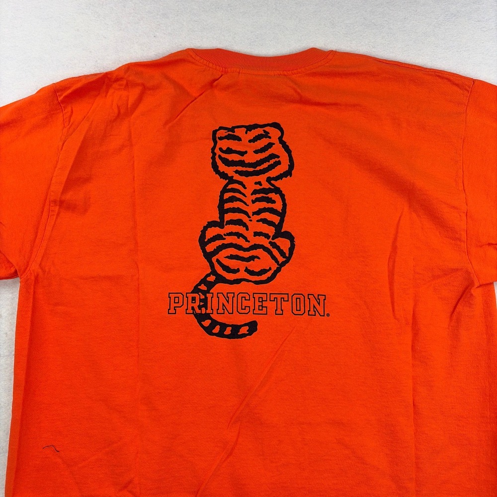 VTG Champion Princeton University Tiger T-Shirt Orange Mens Large Graphic Tee - Picture 5 of 8